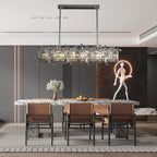 Suspension LED moderne en cristal pour îlot de cuisine, avec variateur à 3 niveaux d'intensité.