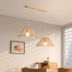 Lampadario/Sospensione da Isola da Cucina a 2 Luci, in Legno, in Stile Moderno