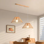 Lampadario/Sospensione da Isola da Cucina a 2 Luci, in Legno, in Stile Moderno