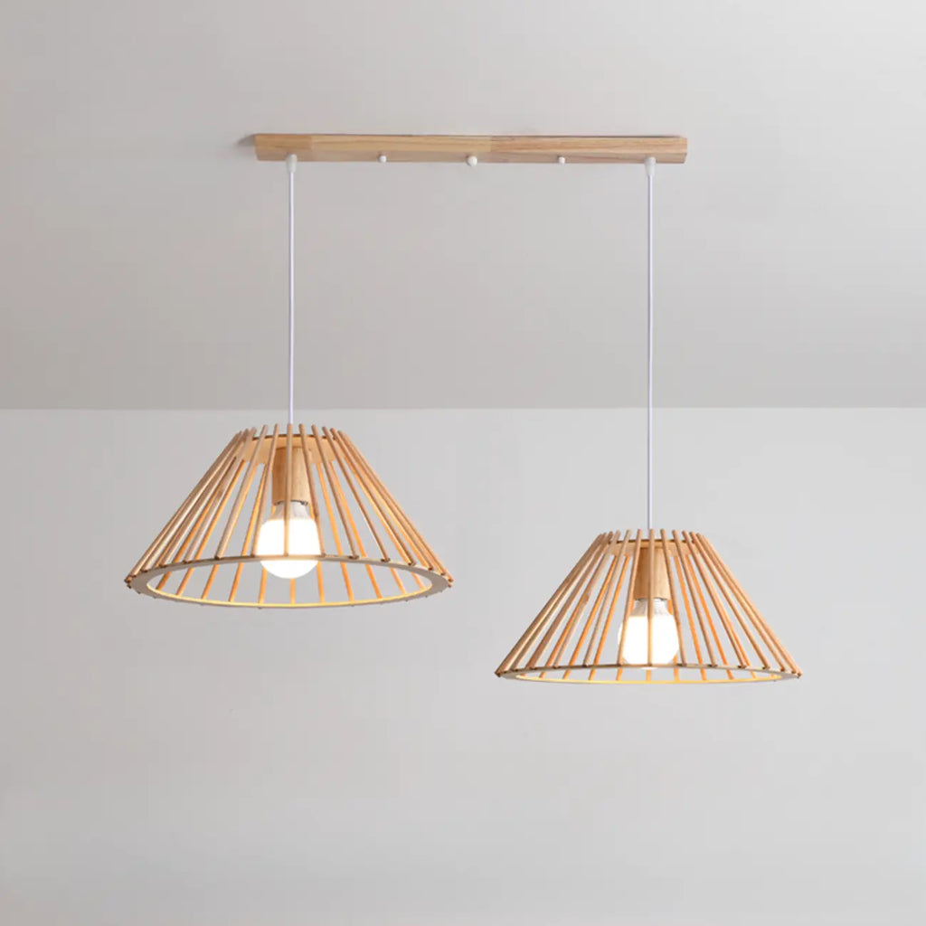 Lampadario/Sospensione da Isola da Cucina a 2 Luci, in Legno, in Stile Moderno