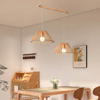 Lampadario/Sospensione da Isola da Cucina a 2 Luci, in Legno, in Stile Moderno