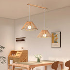 Lampadario/Sospensione da Isola da Cucina a 2 Luci, in Legno, in Stile Moderno