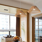 Lampadario/Sospensione da Isola da Cucina a 2 Luci, in Legno, in Stile Moderno