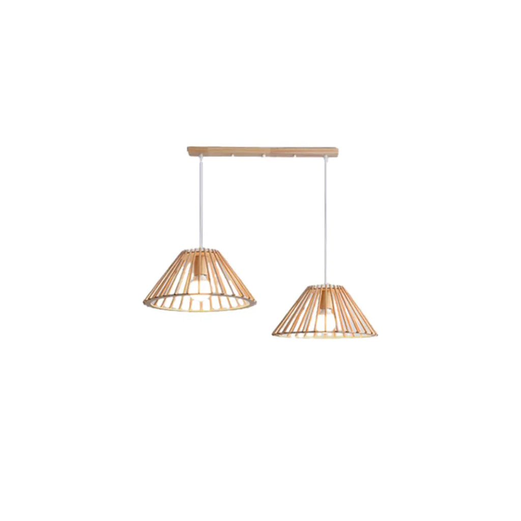 Lampadario/Sospensione da Isola da Cucina a 2 Luci, in Legno, in Stile Moderno
