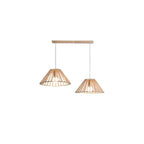 Lampadario/Sospensione da Isola da Cucina a 2 Luci, in Legno, in Stile Moderno