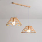 Lampadario/Sospensione da Isola da Cucina a 2 Luci, in Legno, in Stile Moderno