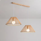 Lampadario/Sospensione da Isola da Cucina a 2 Luci, in Legno, in Stile Moderno
