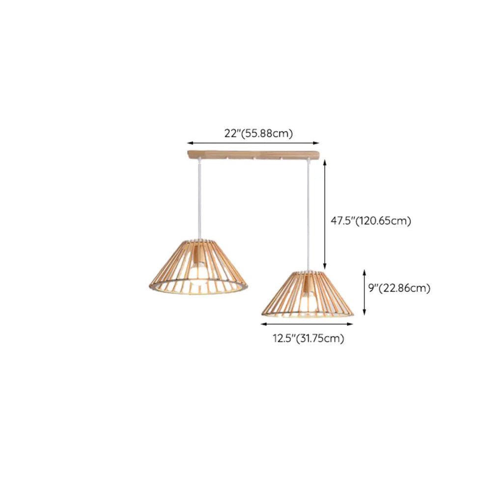 Lampadario/Sospensione da Isola da Cucina a 2 Luci, in Legno, in Stile Moderno