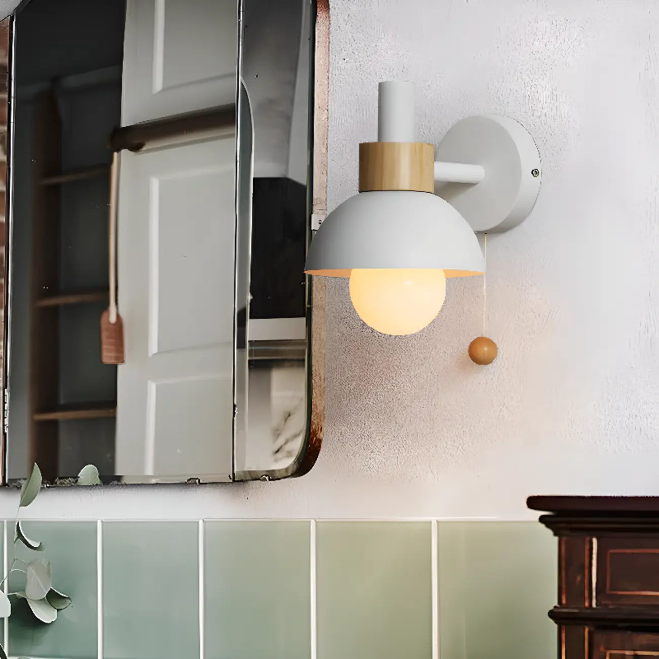 Chaînette pour applique murale moderne en forme de dôme pour miroir de salle de bain