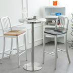 Table de bar industrielle en acier inoxydable argenté