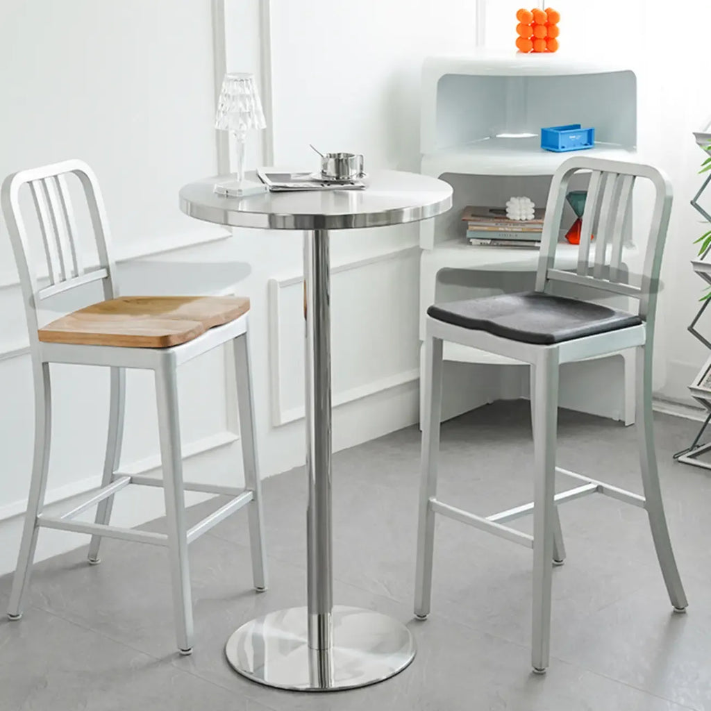 Table de bar industrielle en acier inoxydable argenté