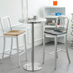 Table de bar industrielle en acier inoxydable argenté