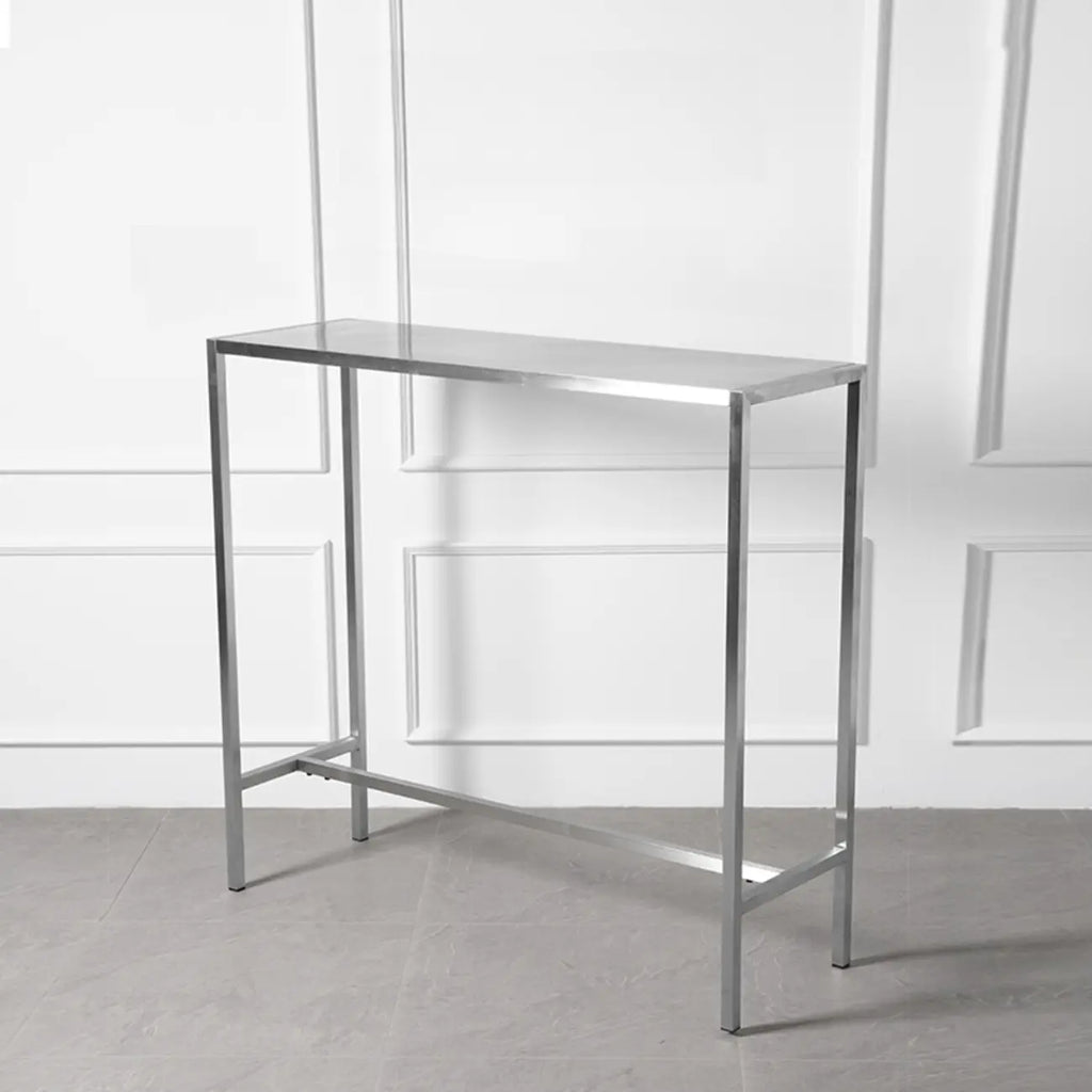Table de bar industrielle en acier inoxydable argenté