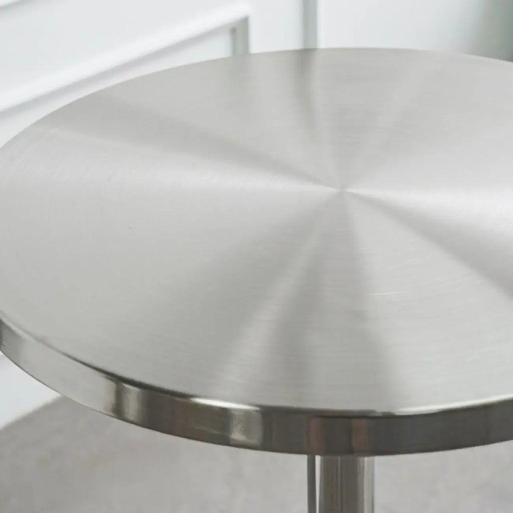 Table de bar industrielle en acier inoxydable argenté