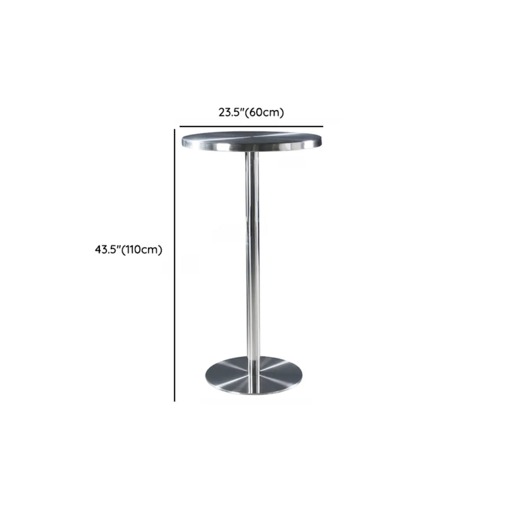 Table de bar industrielle en acier inoxydable argenté