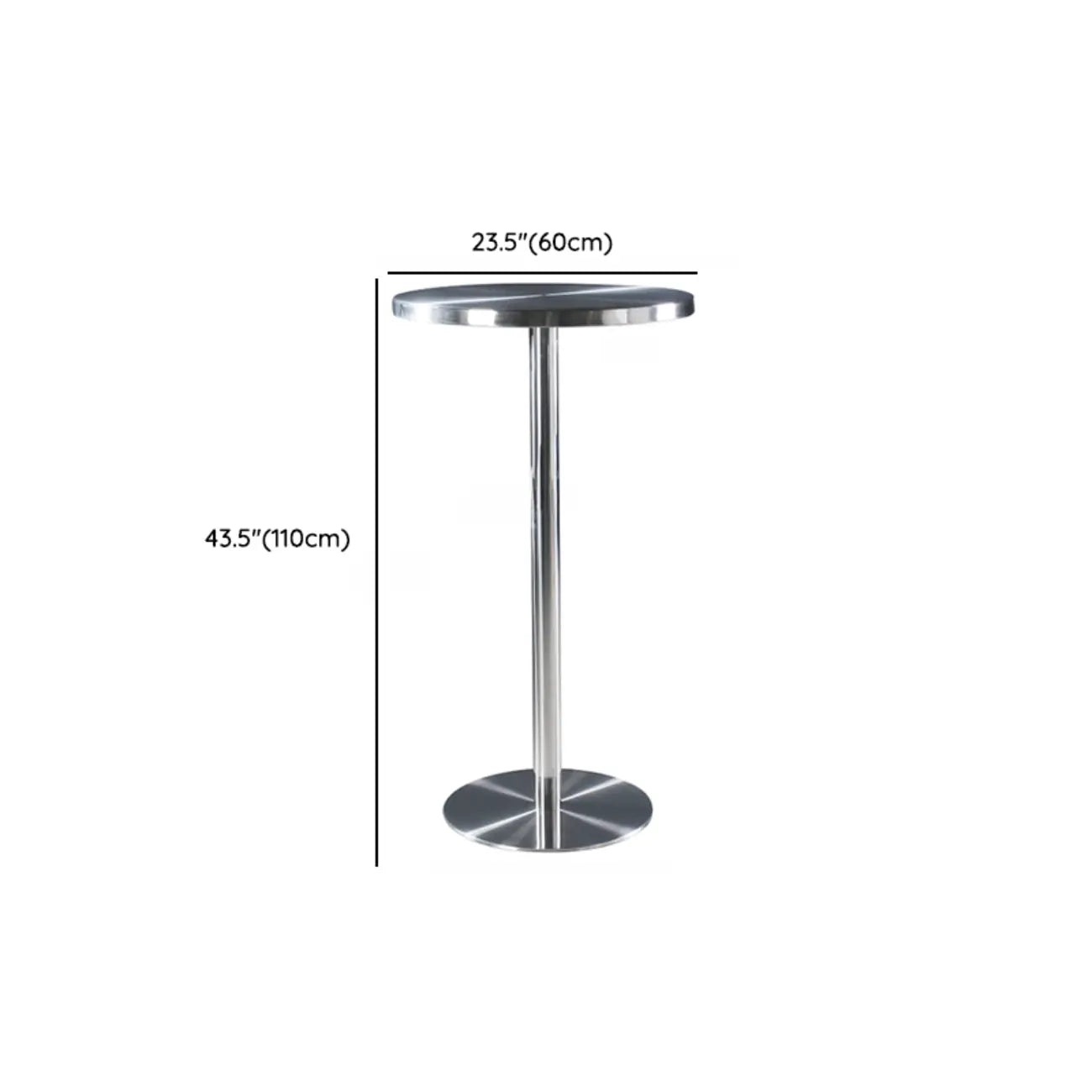 Table de bar industrielle en acier inoxydable argenté