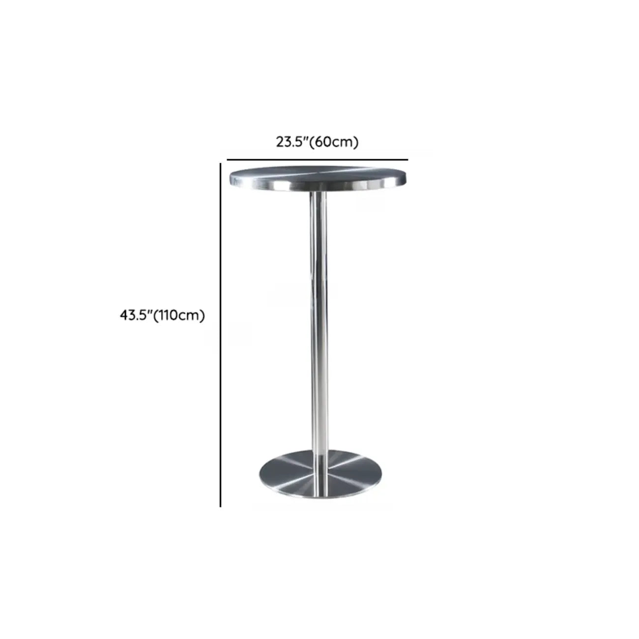 Table de bar industrielle en acier inoxydable argenté