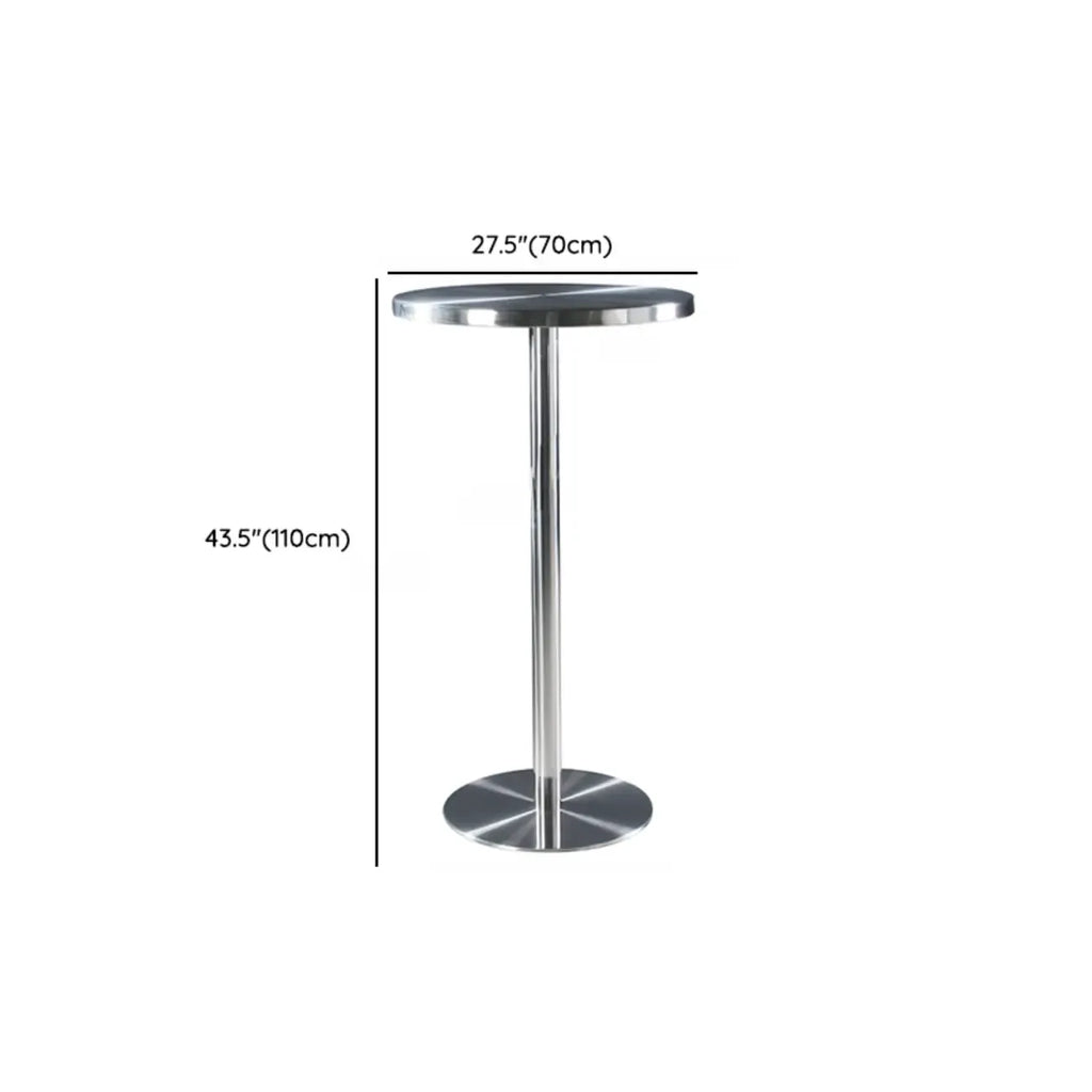 Table de bar industrielle en acier inoxydable argenté