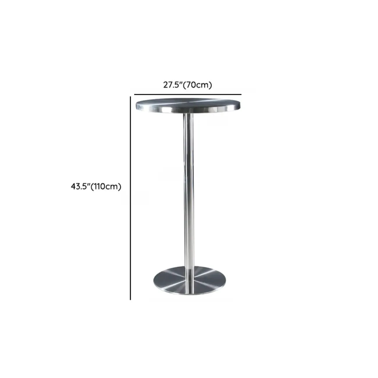 Table de bar industrielle en acier inoxydable argenté