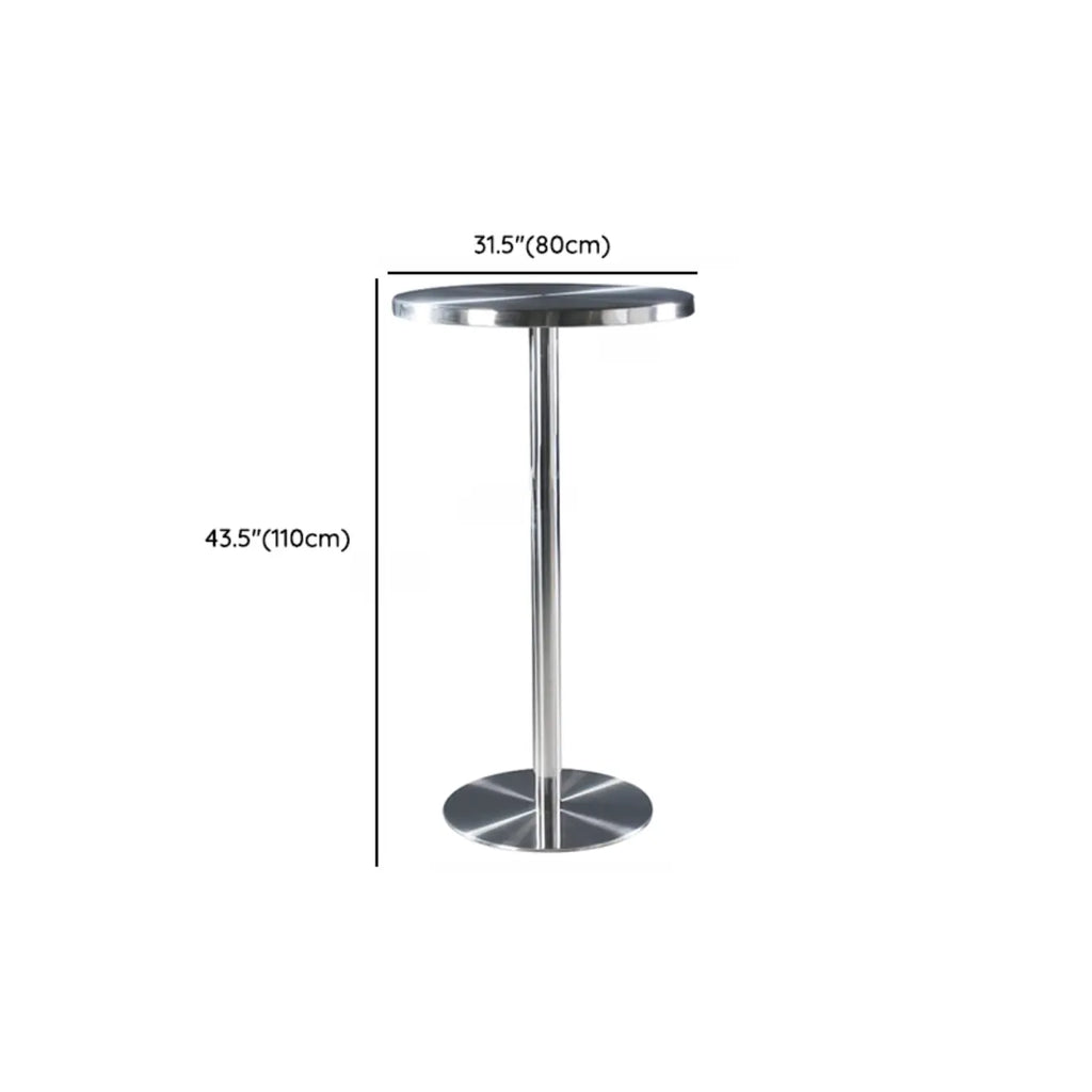 Table de bar industrielle en acier inoxydable argenté