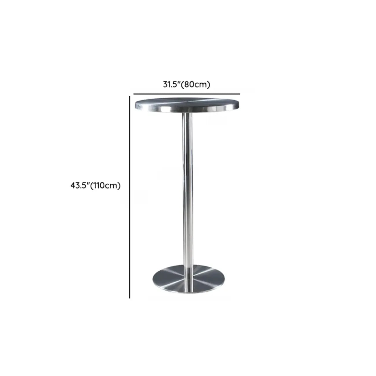 Table de bar industrielle en acier inoxydable argenté