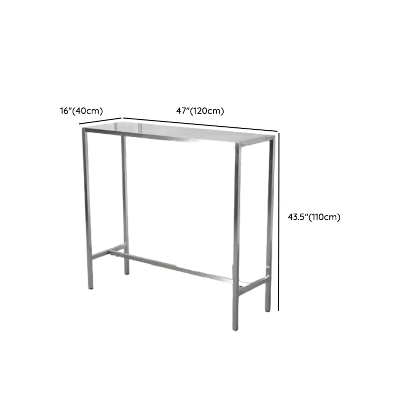 Table de bar industrielle en acier inoxydable argenté