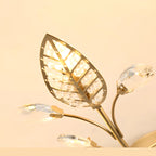 Plafonnier semi-encastré élégant en cristal à branches dorées