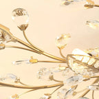 Plafonnier semi-encastré élégant en cristal à branches dorées