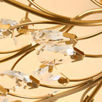 Plafonnier semi-encastré élégant en cristal à branches dorées