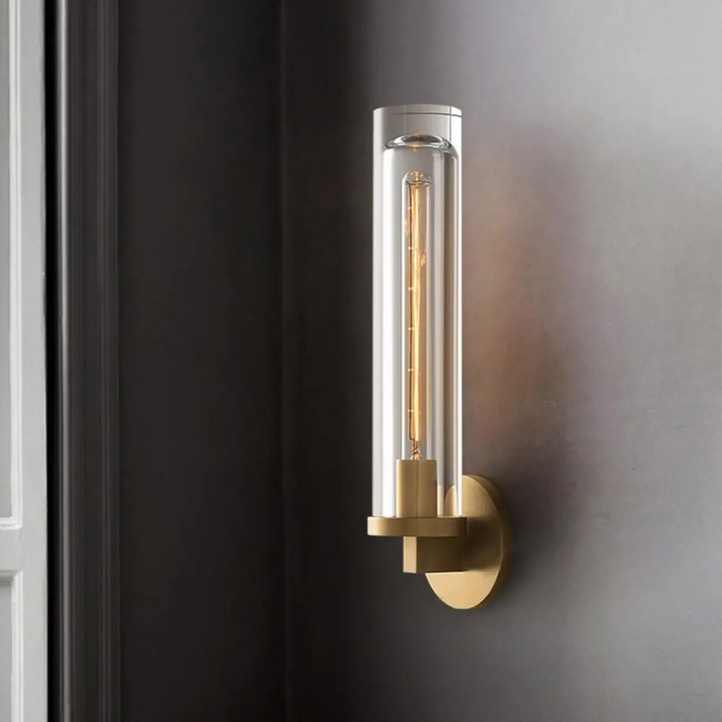 Applique murale moderne cylindrique en métal et cristal, mini-lumière