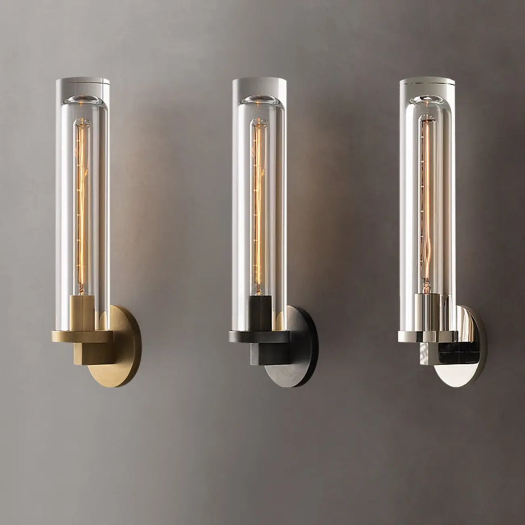 Applique murale moderne cylindrique en métal et cristal, mini-lumière