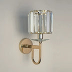Applique murale élégante en métal doré lisse et cristal
