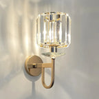 Applique murale élégante en métal doré lisse et cristal