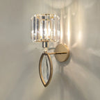 Applique murale élégante en métal doré lisse et cristal