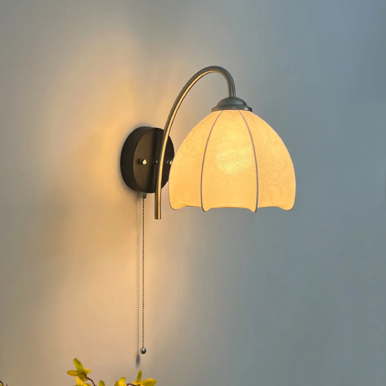 Applique Vintage da 6,5 con Paralume Conico in Tessuto per Camera da Letto