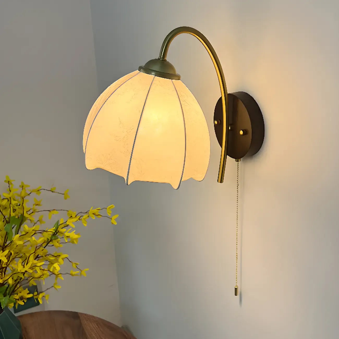 Applique Vintage da 6,5 con Paralume Conico in Tessuto per Camera da Letto