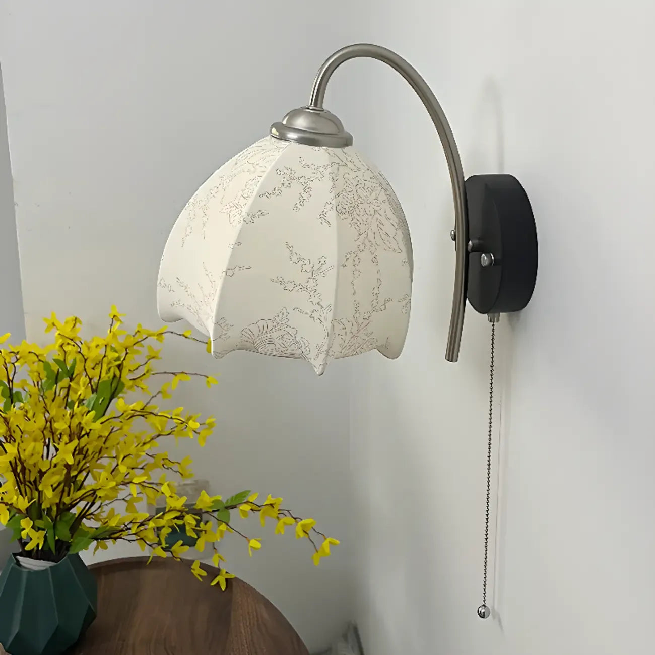 Applique Vintage da 6,5 con Paralume Conico in Tessuto per Camera da Letto