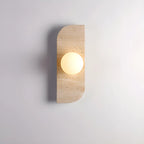 Applique murale moderne en verre et pierre beige avec globe
