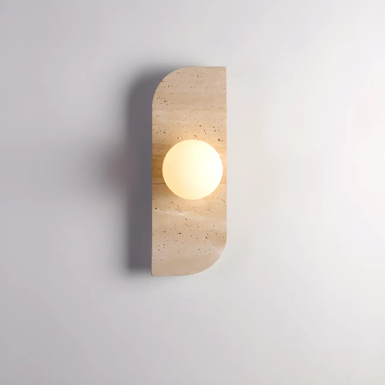 Applique murale moderne en verre et pierre beige avec globe