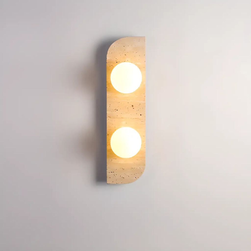Applique murale moderne en verre et pierre beige avec globe