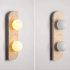 Applique murale moderne en verre et pierre beige avec globe