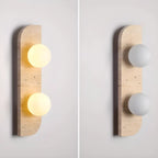 Applique murale moderne en verre et pierre beige avec globe