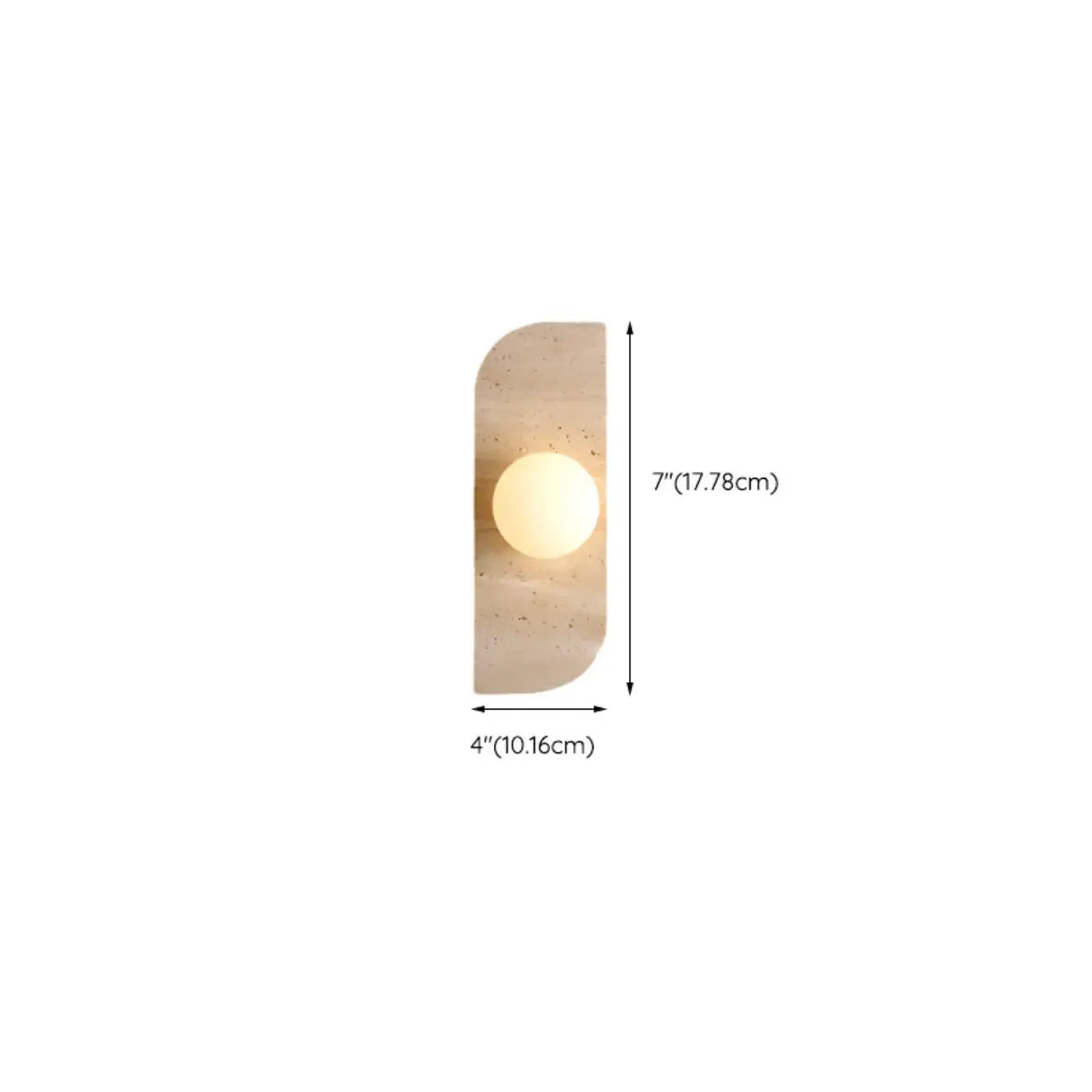 Applique murale moderne en verre et pierre beige avec globe