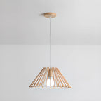 Suspension géométrique moderne en bois à 2 lumières pour salle à manger