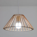 Suspension géométrique moderne en bois à 2 lumières pour salle à manger