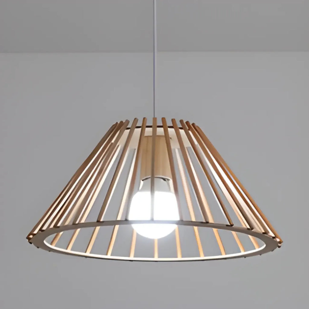 Suspension géométrique moderne en bois à 2 lumières pour salle à manger