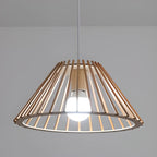 Suspension géométrique moderne en bois à 2 lumières pour salle à manger