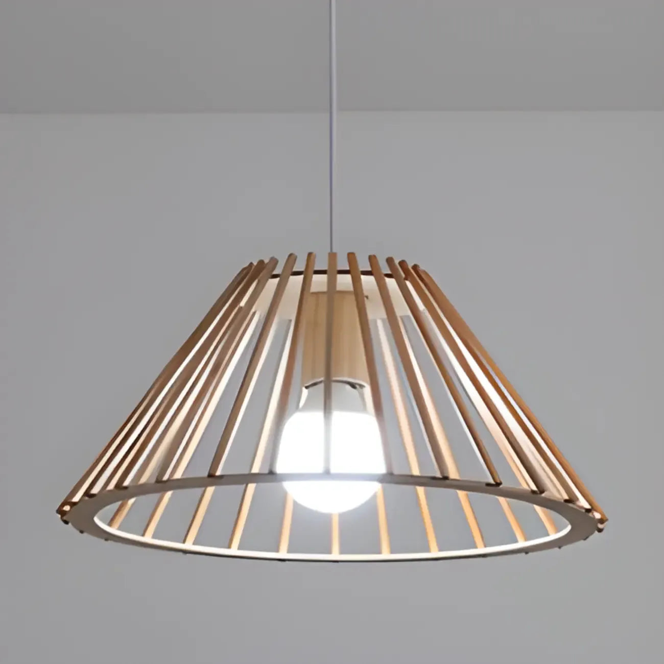 Suspension géométrique moderne en bois à 2 lumières pour salle à manger