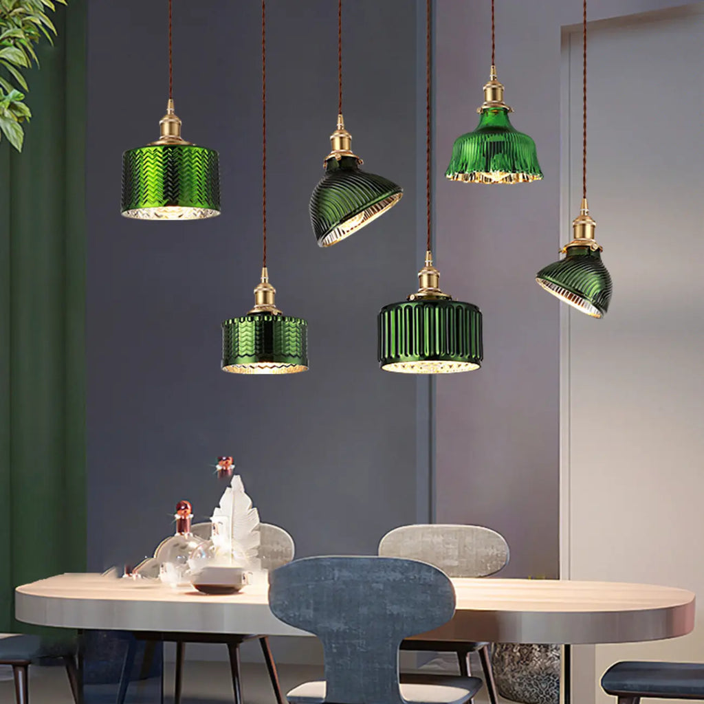 Suspension moderne en verre vert, réglable, pour cuisine/salle à manger