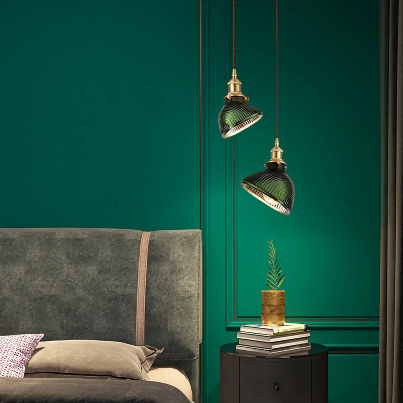Suspension moderne en verre vert, réglable, pour cuisine/salle à manger